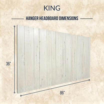 Barn Walls Whitewash Headboard, King Size | Coastal Design Distress, Solid Wood Floating Panels, Wall Mount, Adjustable Height, Easy Assembly