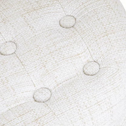HomePop 19" Button Tufted Round Storage Ottoman - Cream Textured Solid