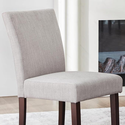 Watson & Whitely Modern Upholstered Dining Chairs, Set of 2, Fabric in Grey | Solid Wood Legs, Padded Seat, Low Back, Modern Armless Parsons Chair for Kitchen, Dining Room, Restaurant