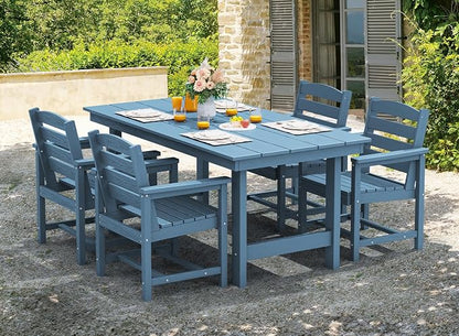SERWALL 67" Rectangle HDPE Outdoor Dining Table for 6,Blue