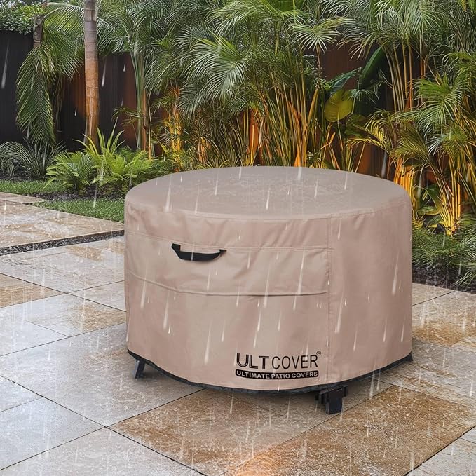 ULTCOVER Patio Fire Pit Table Cover Round 40 inch Outdoor Waterproof Fire Bowl Cover