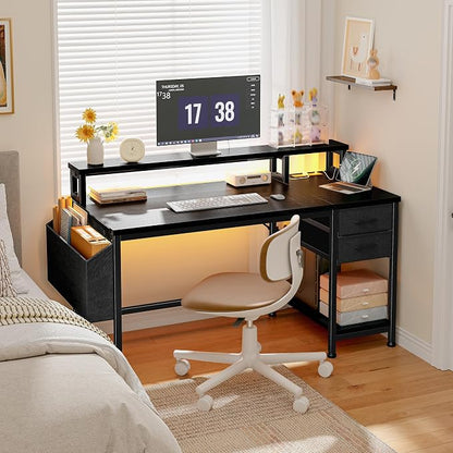 DurayLoly 40" Small Gaming Desk with RGB Lights & Outlets for Teens | Wireless Remote Full-Color Strip, Various Lighting Modes, Level Up Teens Gaming Vibe or Study for Protect Eyes In Bedroom