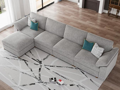 EASE MOOSE Oversized Modular Sectional Sofa, Modern Oversized L Shape Sectional Couch,Comfty Deep Seat Modular Sofa with Ottoman