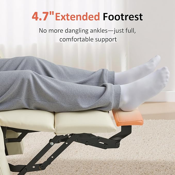 MCombo Large Power Lift Recliner Chair with Massage and Heat for Tall Elderly People, 3 Positions, Cup Holders, and USB Ports, Faux Leather 7516 (Large, Cream White)