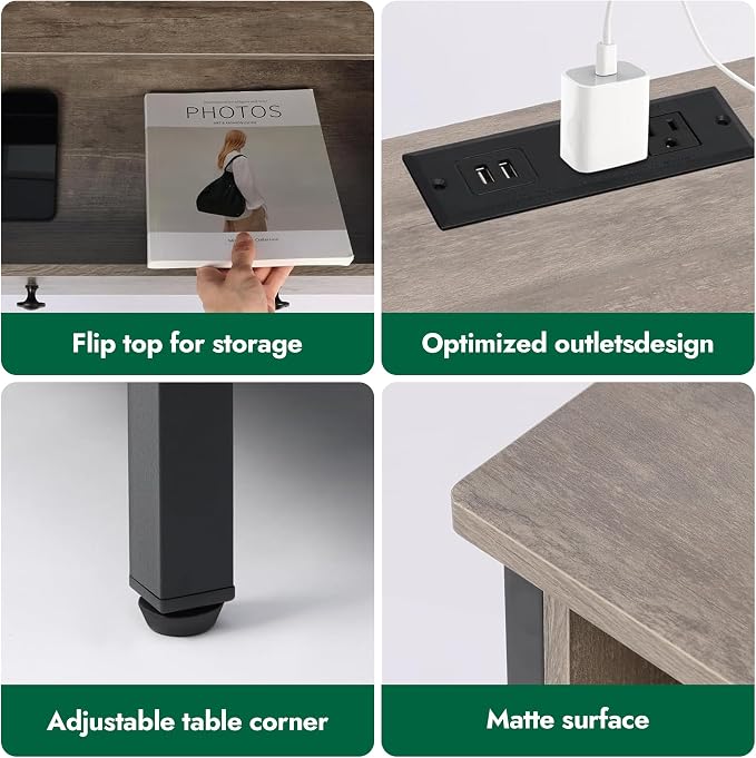27 Inch Wide Nightstand Set of 2 with Charging Station, Large Nightstand Set 2 with 3 Wood Drawers & LED Lights, Big Bedside Table with Open Shelf for Bedroom, Guest Room, Office, Gray.