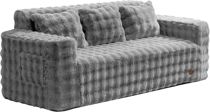 ZurNesfure Sofa Couch Cloud 3-Seater Memory Foam Couch with Pillow No Assembly Required, Modern Couch with Removable Washable Cover Boneless Sofas for Living Room Bedroom Apartment (Grey,3-Seater)
