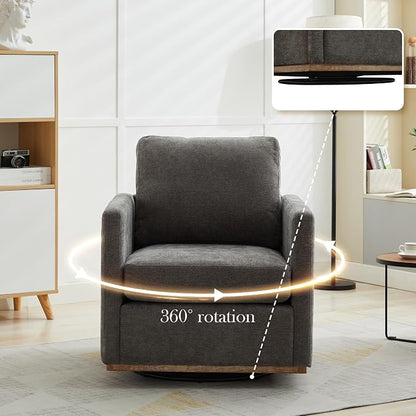 Aoiy & Wifon 30.7" W Swivel Accent Chair Set of 2, Mid Century Modern Swivel Chairs for Living Room, Comfy Small Accent Chair, Wavy Chenille, Charcoal