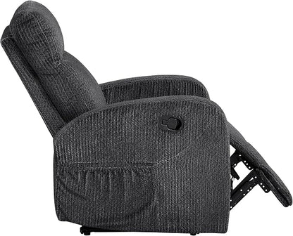 Lexicon Manual Recliner Chair, Textured Microfiber Reclining Chair, Wall Hugger, Track Arms, Magazine Pockets, Manual Recliner for Living Room/Office/Apartment, Easy Assembly, Dark Gray
