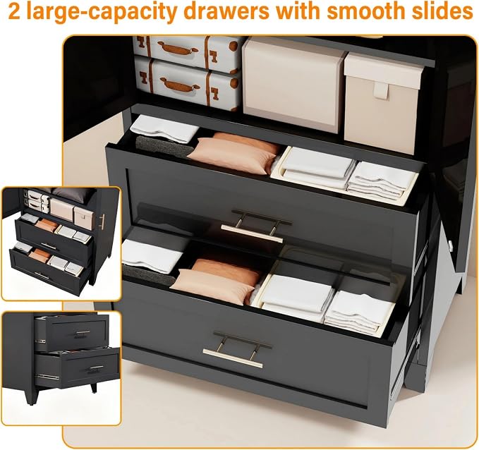 71" Tall Black Metal Storage Cabinet with 2 Doors, 2 Drawers, Interior Rail and Adjustable Shelf, Freestanding Utility Cabinet for Office, Laundry Room, Entryway, Garage and Home Storage