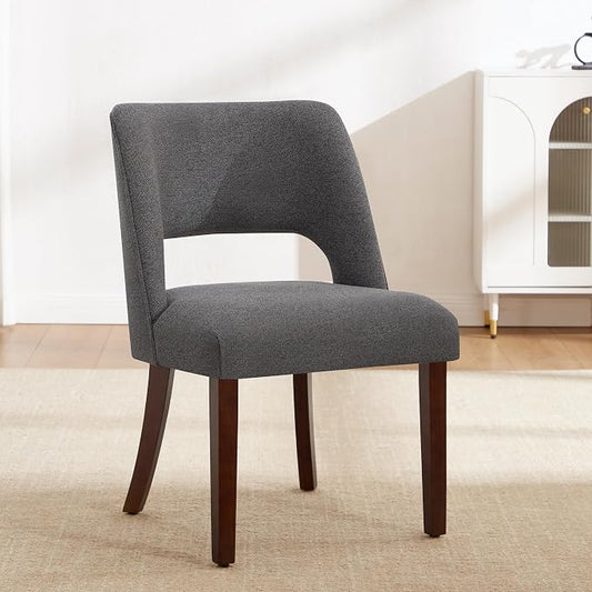 Dining Chair Set of 1,Modern Dining Room Chairs with Thick Cushions,Upholstered Linen Fabric Kitchen Chairs for Kitchen Dining Room Darkgrey