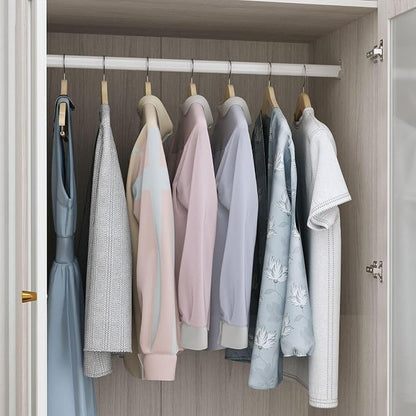 MOUMON Tall Wardrobe with Drawers, Modern Bedroom Armoires with Frosted Glass Doors and Hanging Rod, Armoire Wardrobe Closet with Gold Knobs, Wood Grain 31.5" W x 19.9" D x 86.6" H