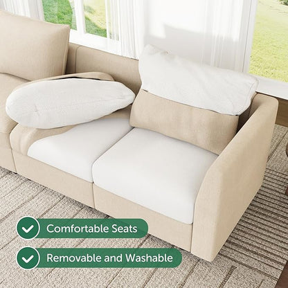 HONBAY Modular Sectional Sofa L Shaped Sectional Couch with Storage, Convertible Couches for Living Room - Beige