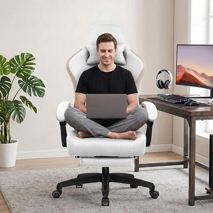 GTPLAYER Gaming Chair, Computer Office Chair with Pocket Spring Cushion, Linkage Armrests and Footrest, High Back Ergonomic Computer Chair with Lumbar Support Task Chair with Footrest