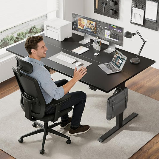 Agilestic Electric Standing Desk, 48 x 28 Inches Height Adjustable Desk, Sit Stand up for Work Office Home, Ergonomic Rising Computer Table with Memory Preset, Black