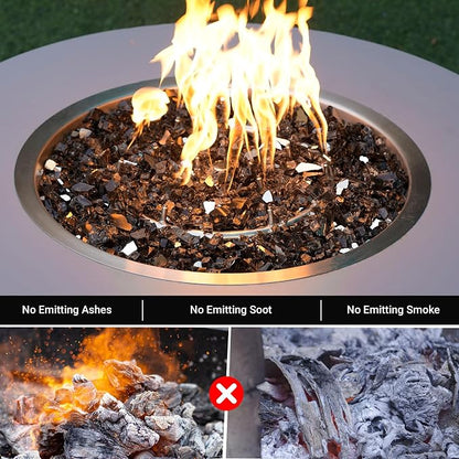 Skyflame Fire Pit Glass Rocks, 15 Pound Bronze Reflective Fire Glass for Outdoor Indoor Fire Bowl Fireplace, 1/2-Inch