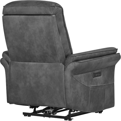 KISLOT Power Recliner Chair with Adjustable Headrest and Footrest, Dual Motor Leather Reclining Chair with USB/Type-C Charging, Zero Gravity Modern Electric Recliner for Adults Living Room Bedroom