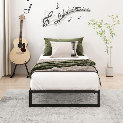 Lutown-Teen 8 Inch Twin Bed Frames Heavy Duty Metal Twin Platform Bed Frame No Box Spring Needed, Noise Free, Easy Assembly, Black