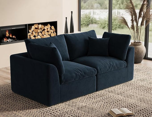 ohllob 78.9" Loveseat Sofa, Cloud Boneless Couches for Living Room, Modern Modular Sectional Sofa, Oversized, Blue