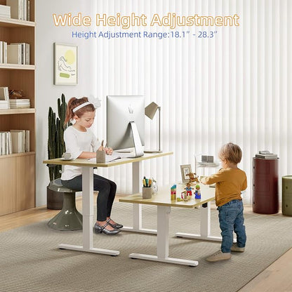 YIHAYO Low Height Adjustable Desk, Lifts 18.1-28.3 Inches, Electric Standing Desk for Short People, 48 x 24 Inches Computer Table with Splice Board for Home Office, Natural