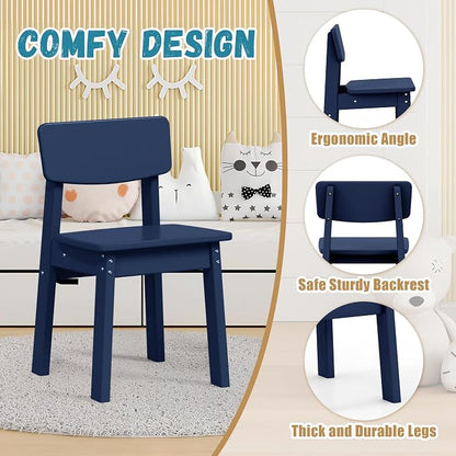 Costaelm Outdoor Kids Dining Chair Set of 2,Step Stool Toddler Chair, Navy Blue