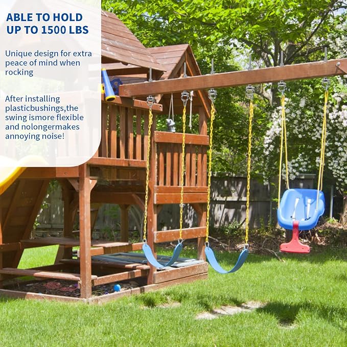 2-Pack Heavy Duty Swing Hangers with Bearings- 304 Stainless Steel Swing Set Brackets, 1500LB Capacity for Porch Swings, Hanging Chairs, Punching Bags, Gym Equipment