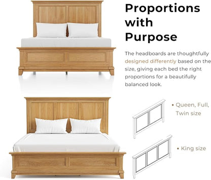 Furniture of America Yardley Farmhouse Solid Wood 3-Piece Bedroom Collection with Panel Bed and Nightstands Set of 2, Box Spring Required for Bedroom, Guess Room, Full, Natural Oak