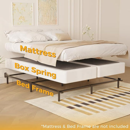 Maenizi Split King Box Spring 5 Inch, Easy Assembly Bed Foundation, Heavy Duty Low Profile Metal Box Spring King with Fabric Cover, Noise Free