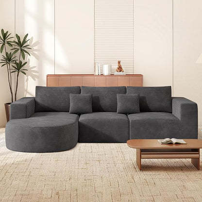 Boneless Couches for Living Room,Cloud Sectional Couch with L-Shape Chaise,Modern Modular Sofa with Deep Seat Upholstered Comfy Couches for Bedroom,No Assembly Required,1PCS