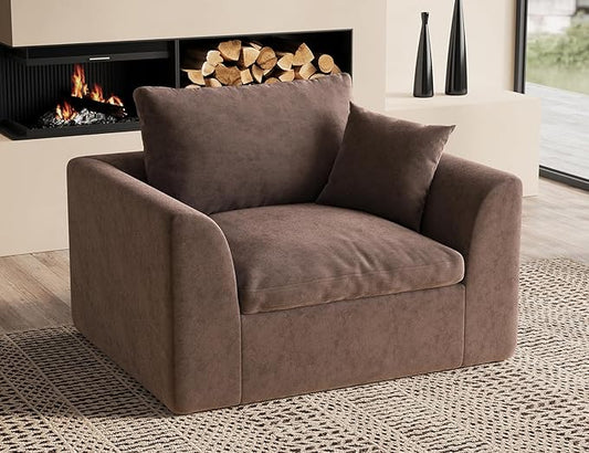 ohllob 48.6" Single Sofa, Small Boneless Couches for Living Room, Cloud Couch for Bedroom, Office, Brown