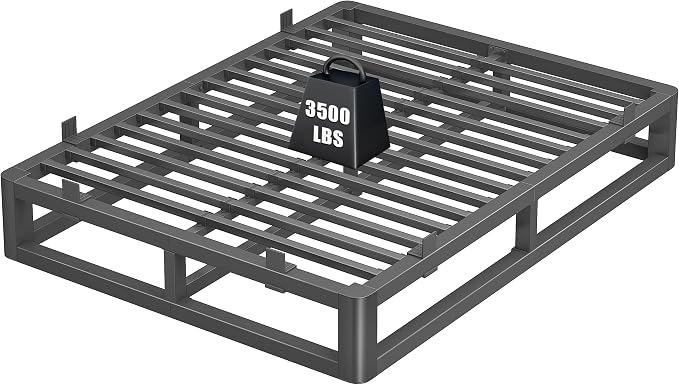 10 Inch Queen Bed Frame with Rounded Corner and Squeak Free U-Slot Design, Metal Platform Bed Frames 6 Non-Slip Mattress Grippers, 3500lbs Heavy Duty Steel Slat Support, No Box Spring Needed