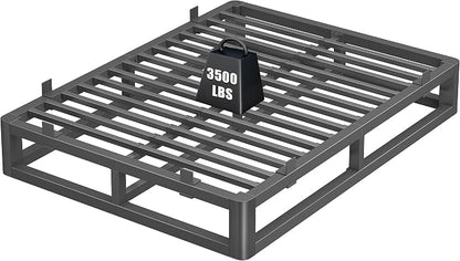 10 Inch Queen Bed Frame with Rounded Corner and Squeak Free U-Slot Design, Metal Platform Bed Frames 6 Non-Slip Mattress Grippers, 3500lbs Heavy Duty Steel Slat Support, No Box Spring Needed