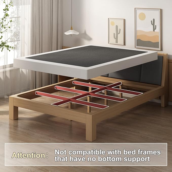 EMODA King Box Spring Bed Base 5 Inch Heavy Duty Metal Mattress Foundation with Fabric Cover, 3000LBS Max Weight Capacity, Noise Free, Easy Assembly
