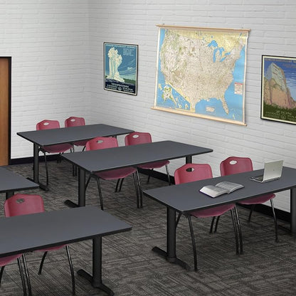 Romig Pillar 60 x 24 in. Steel T-Base Training Seminar Table- Grey