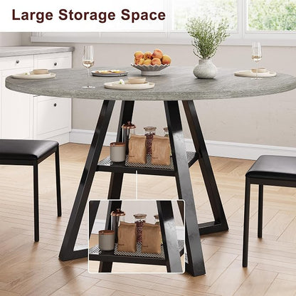 Jocoevol Round Dining Table for 4,Kitchen Dining Room Circle Dinner Pedestal Table,Space Saving Wood Kitchen & Dining Room Furniture, 42In,Grey