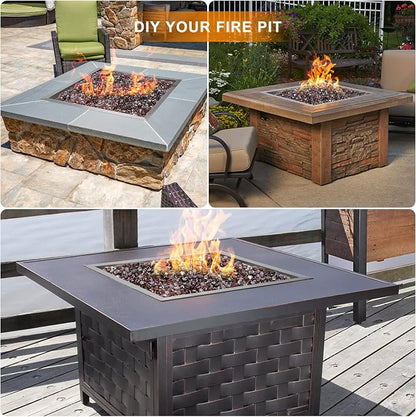 onlyfire Stainless Steel Square Fire Pit Flat Pan with Burner Ring Assembly, 24-Inch
