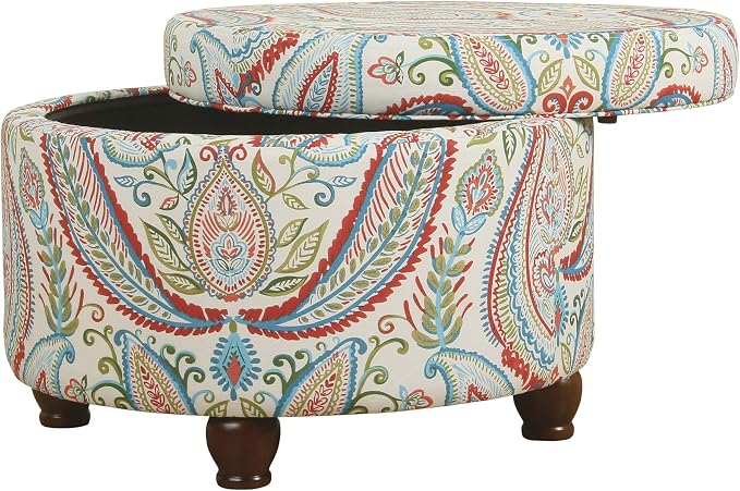 HomePop 24" Large Round Storage Ottoman - Bold Paisley