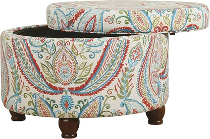 HomePop 24" Large Round Storage Ottoman - Bold Paisley