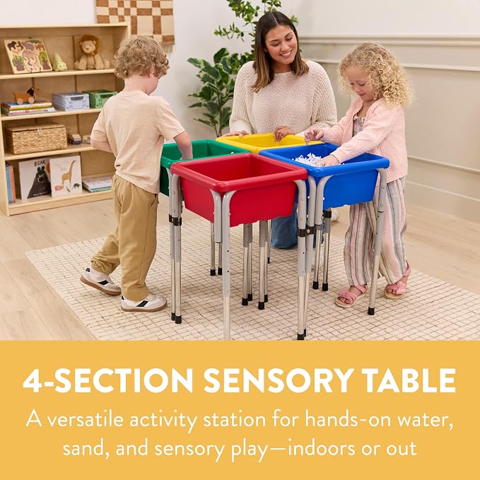 Back2School Express Adjustable Quad Sensory Tables with Lids, Children's Furniture, Primary