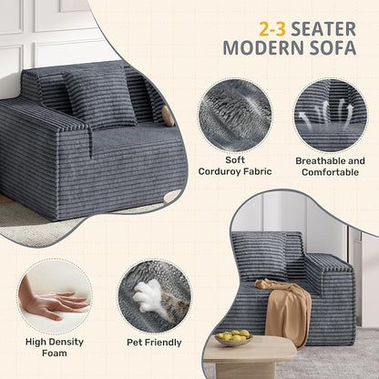 Luxanimarion 75'' Modern Loveseat Sofa, No Assembly Required Comfy Deep Seat Couches 1 pcs for Living Room, Bedroom, Apartment