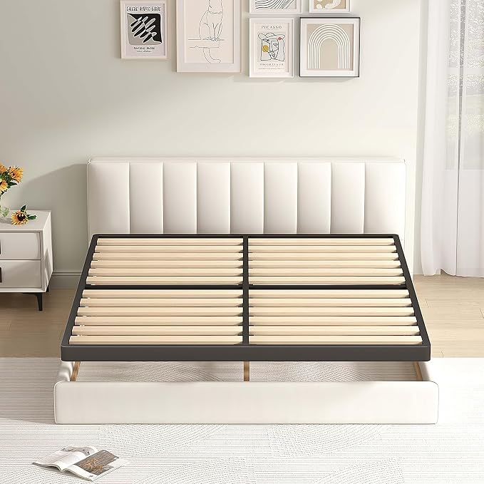 MAF 2 Inch Full Size Box Spring, Low Profile Box Spring with Round Corners, Bunkie Board with Wood Slats Bed Slat Replacement 3500 lbs Black Heavy Duty Metal Mattress Foundation, Easy Assembly