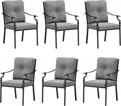 Sophia & William Outdoor Patio Dining Chairs Set of 6, Heavy Duty Outdoor Furniture Chairs with Thickened Cushions, Wrought Iron Deck Chairs for Backyard, Poolside, Balcony and Garden