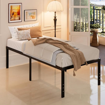 Maenizi 20 Inch Twin XL Bed Frames, Metal Twin XL Platform Bed Frame Support Up to 2500 lbs, No Box Spring Needed, Easy Assembly, Noise Free, Black
