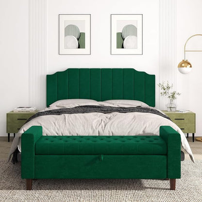 Befurtori King Size Headboard Only, Velvet Wall Mounted Headboard King for Adjustable Bed Modern Upholstered Head Board Easy Assembly, Jade Green