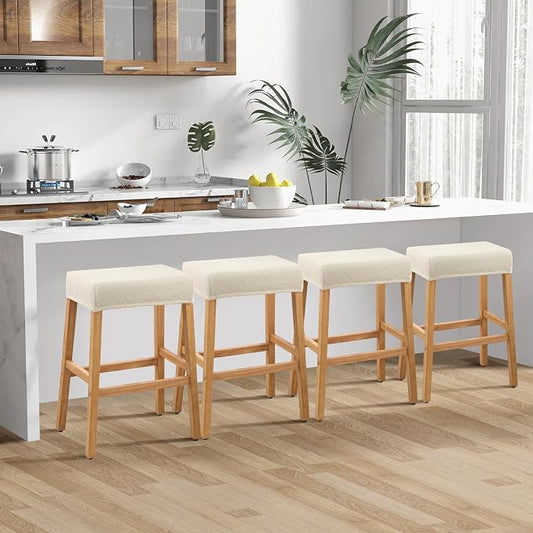 YISUN Stool Covers Rectangle - 4 Pack Stretch Waterproof Saddle Seat Cover Counter Bar Stools Bar Chairs Covers Kitchen Island Chairs Cushion Protector