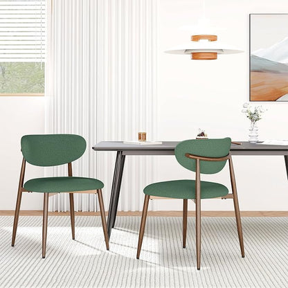MALOL Dining Chairs Set of 4, Curved Back Kitchen Room Chairs with Metal Legs and Anti Slip Pads, Upholstered Dining Chair for Home and Restaurant, Green