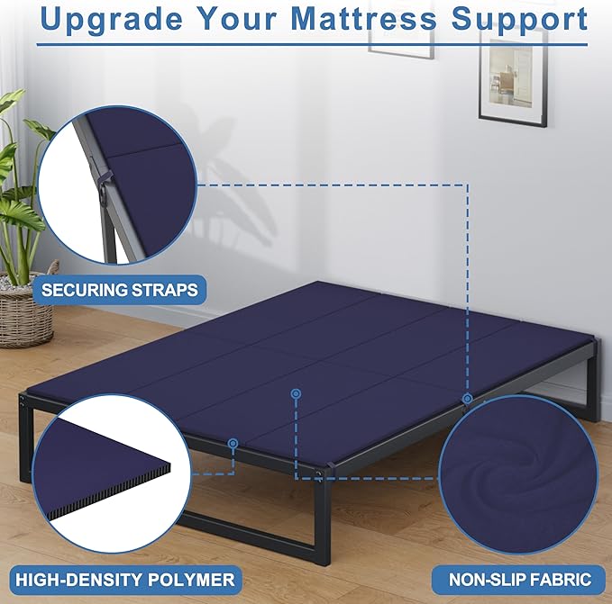 Lutown-Teen Bunkie Board California King Under Mattress High-Density Polymer Cal King Bunkie Board Anti-Sag, Breathable, Moisture Resistant, Noise Minimizing, Blue