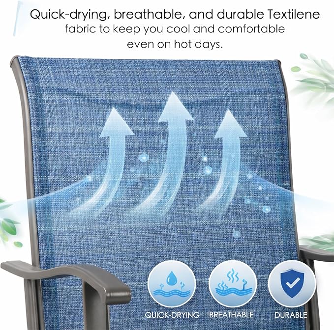 Kozyard Isabella Outdoor Swivel Bar Stools, Counter Height Patio Swivel Chairs with Textilene Seat, Outdoor Bar Height Chairs for Backyard, Bistro, Patio Bars, Navy Blue
