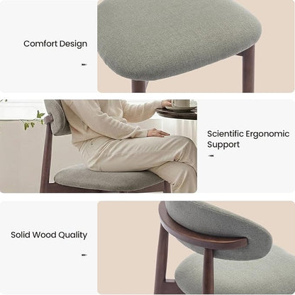 COLAMY Mid-Century Modern Wooden Dining Chair Set of 2, Indoor Upholstered Kitchen Chairs with 2.6" Cozy Padded Seat, Walnut Finish Side Dining Chair, [Green]