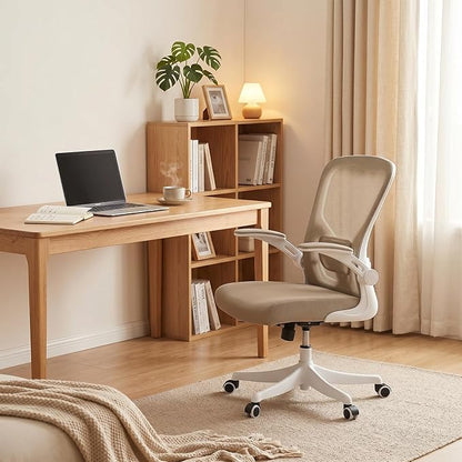 Ergonomic Office Desk Chair, 90°-125° Tilt Back Home Desk Chair with 360° Swivel & Mute Wheels, High Back Mesh Computer Chair for Adults with Lumbar Support, 330 LBS Capacity(01Khaki)