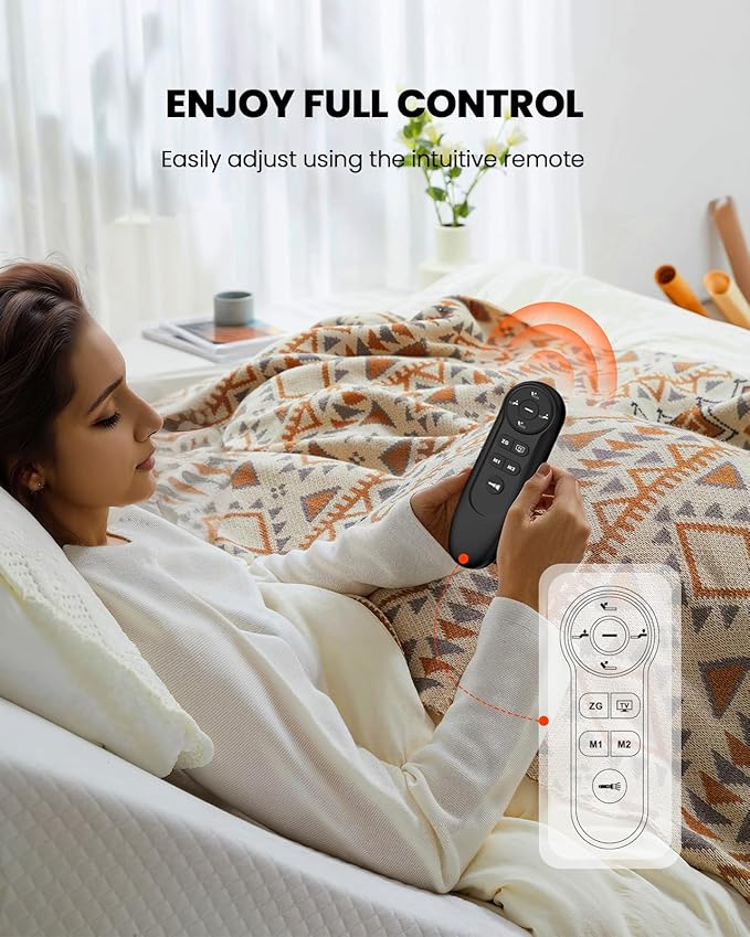 AMADA HOMEFURNISHING Adjustable Bed Frame, Twin XL Adjustable Bed Base with 4 USB Ports & Under-Bed Night Light, Head & Foot Incline, Electric Bed Frame with 4 Height Options, TXL